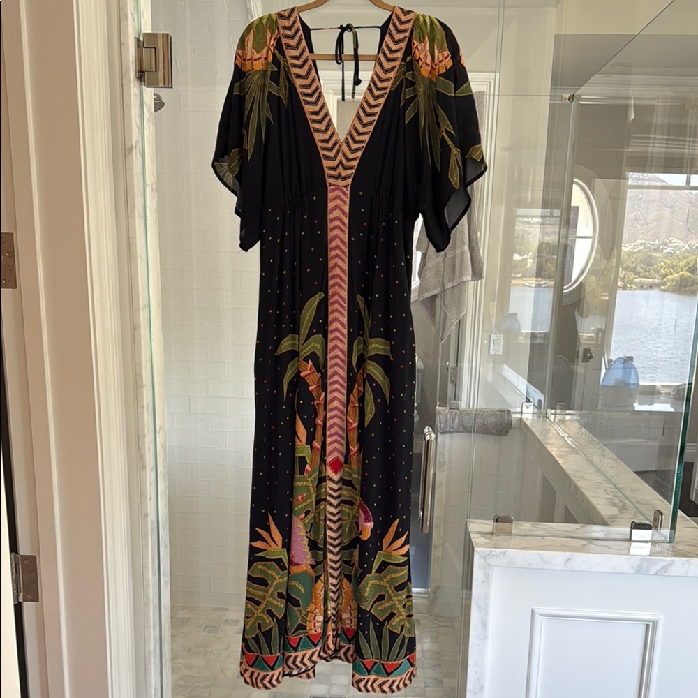 FARM Rio Elegant Black Floral Maxi Dress